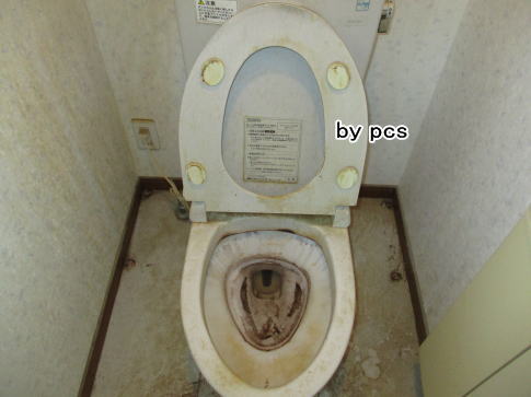 掃除前のトイレ便器の写真です01