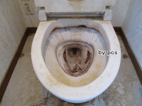クリーニング前のトイレ便器の写真です01