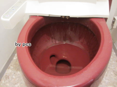 トイレカラー便器の尿石写真01