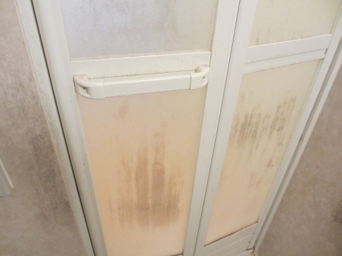 賃貸マンション浴室ドアのカビ汚れの写真